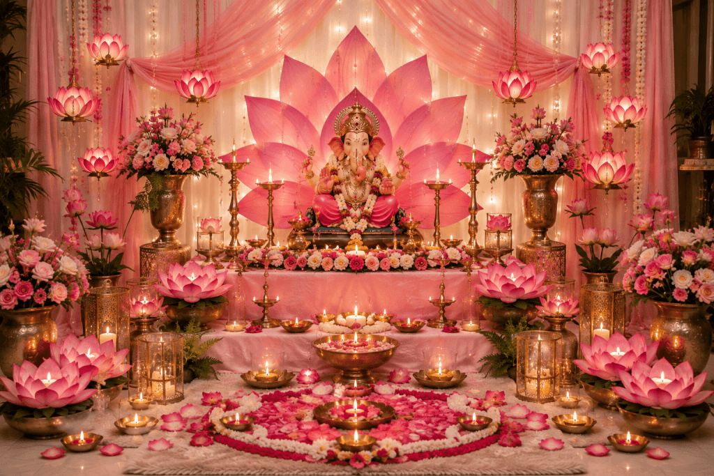Ganpati in lotus decoration 