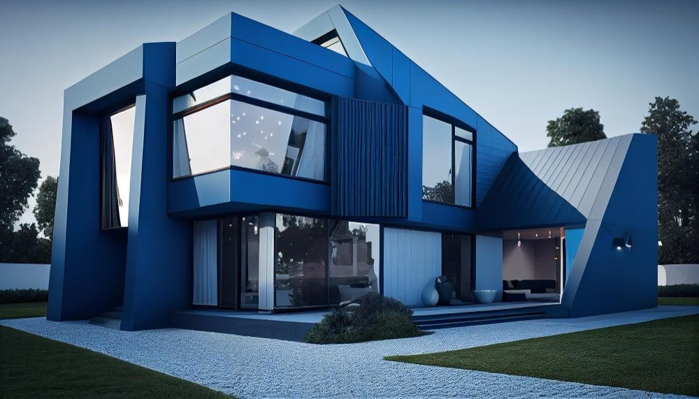 navy blue and white color house