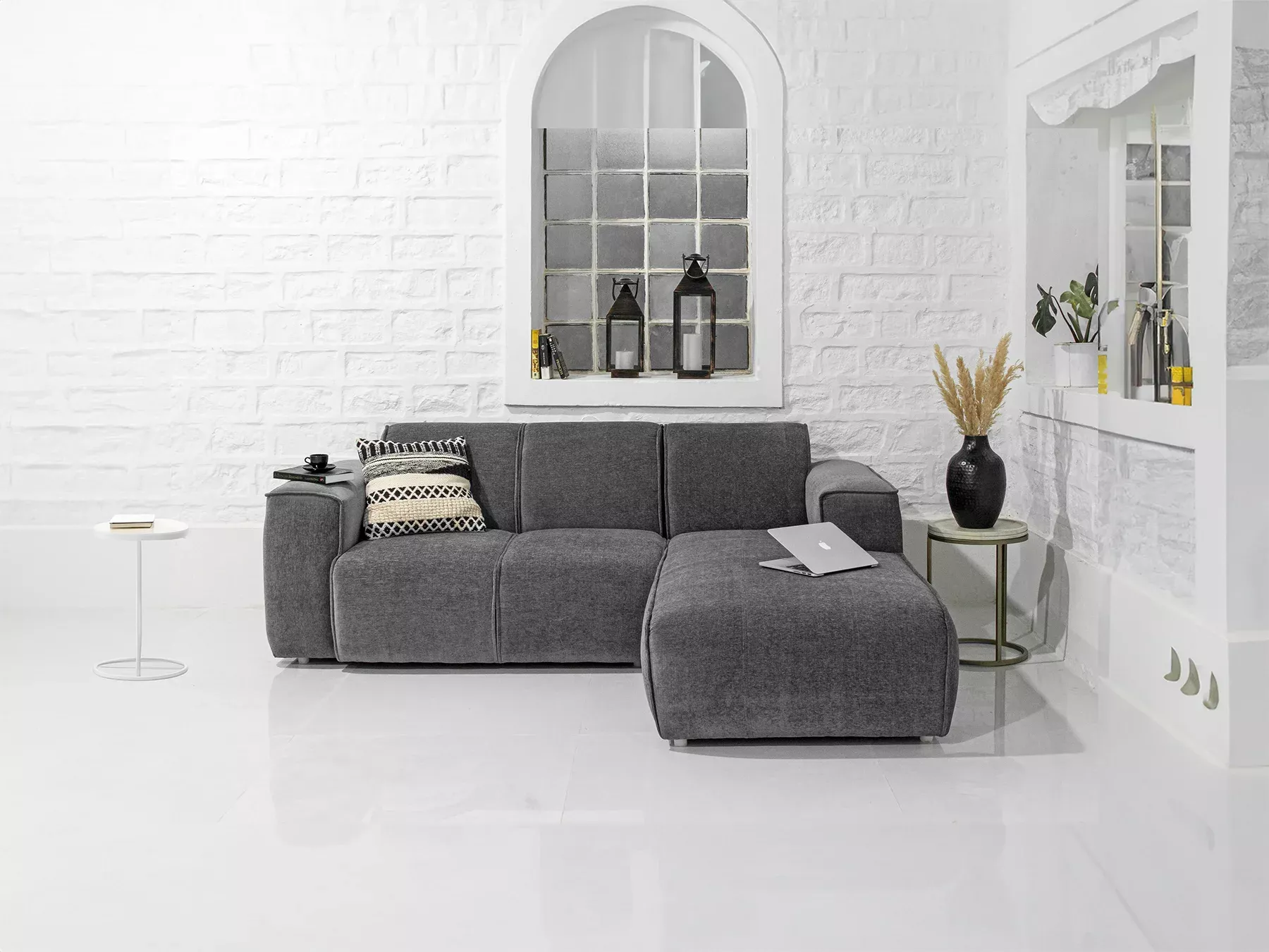 Cosmos L Shaped Sofa in Grey Color