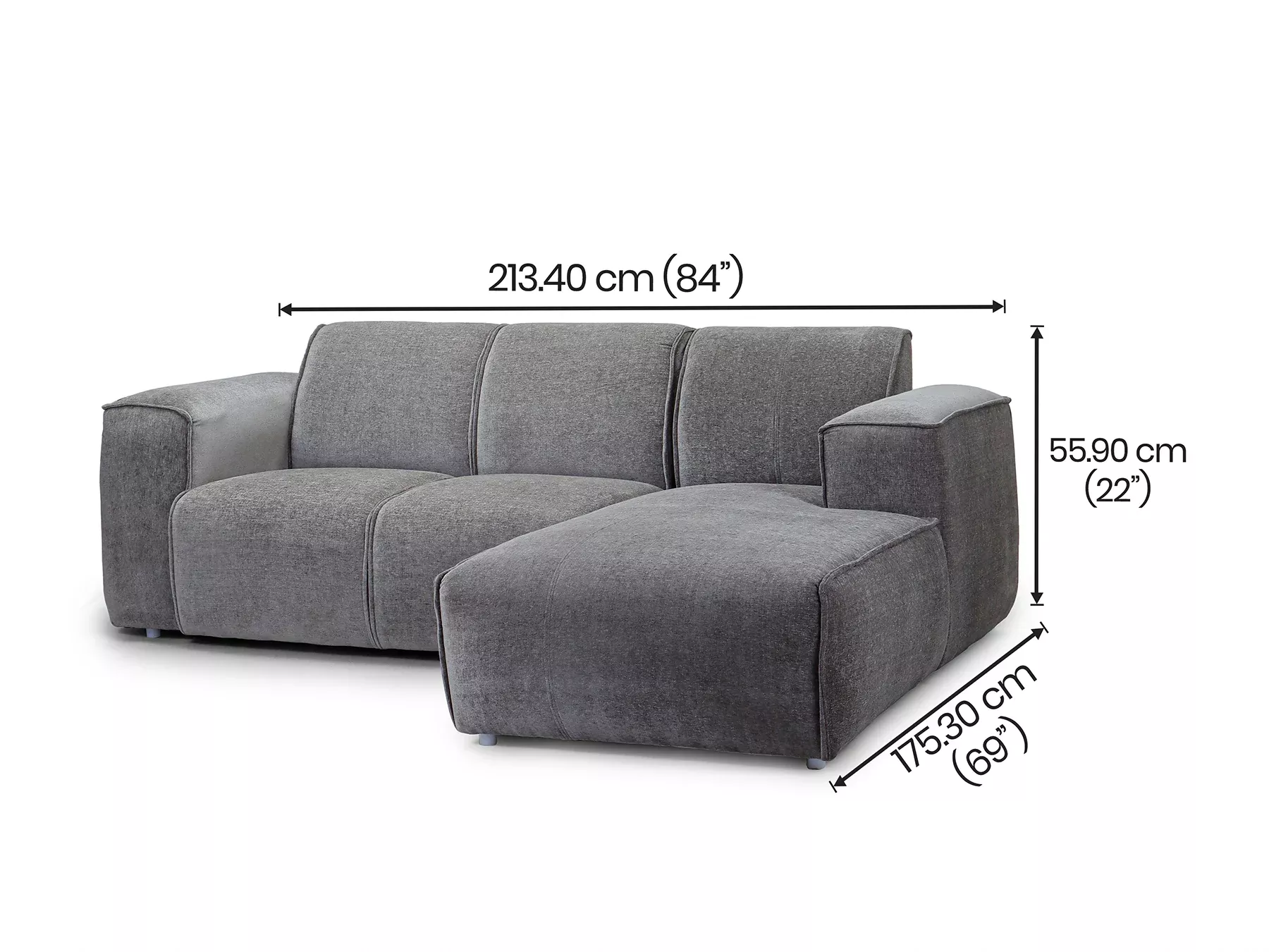 Cosmos L Shaped Sofa in Grey Color