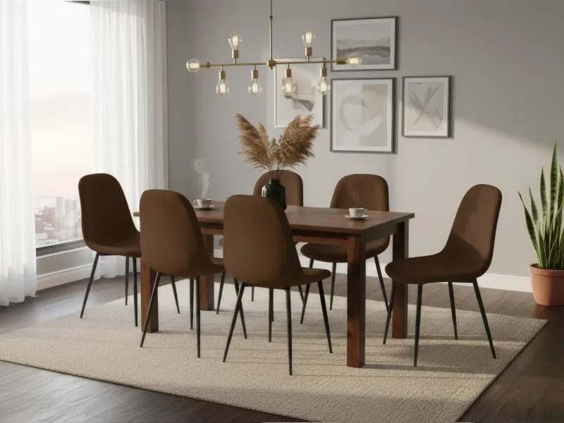 Alexa Solid Wood 6 Seater Dining with Joey Brown Chairs