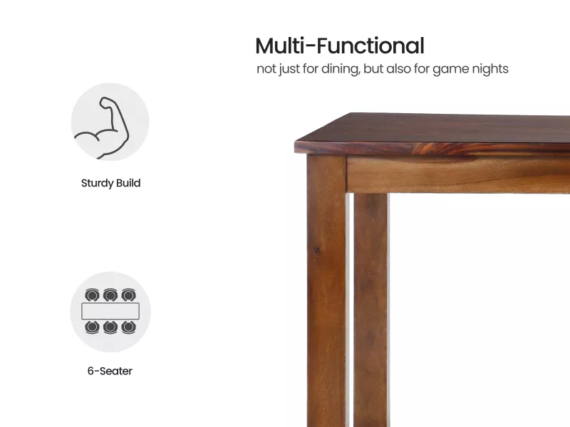 Alexa Solid Wood 6 Seater Dining with Joey Beige Chairs