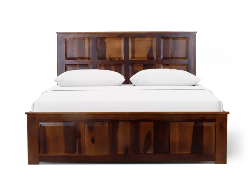 Alexa Solid Wood Queen Size Double Bed with 4 Inches Mattress