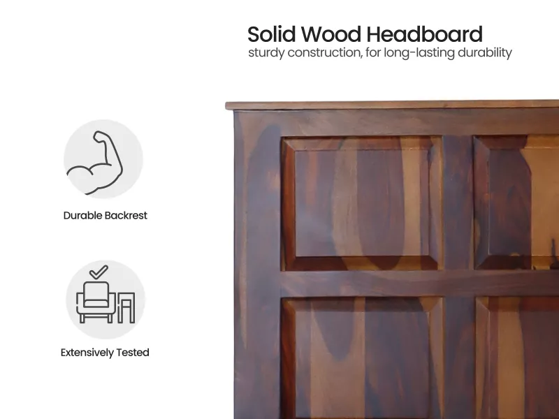 Alexa Solid Wood Queen Size Double Bed with 4 Inches Mattress