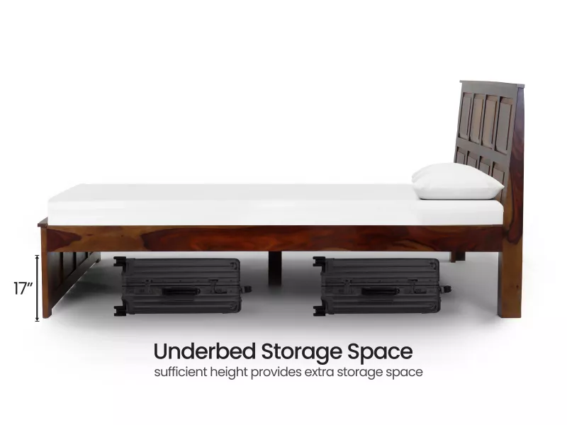 Alexa Solid Wood Queen Size Double Bed with 4 Inches Mattress