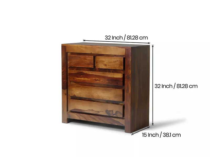 Belle Solid Wood Chest of Drawer with 5 Drawers