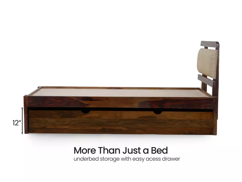 Belle Solid Wood Single Bed with Storage