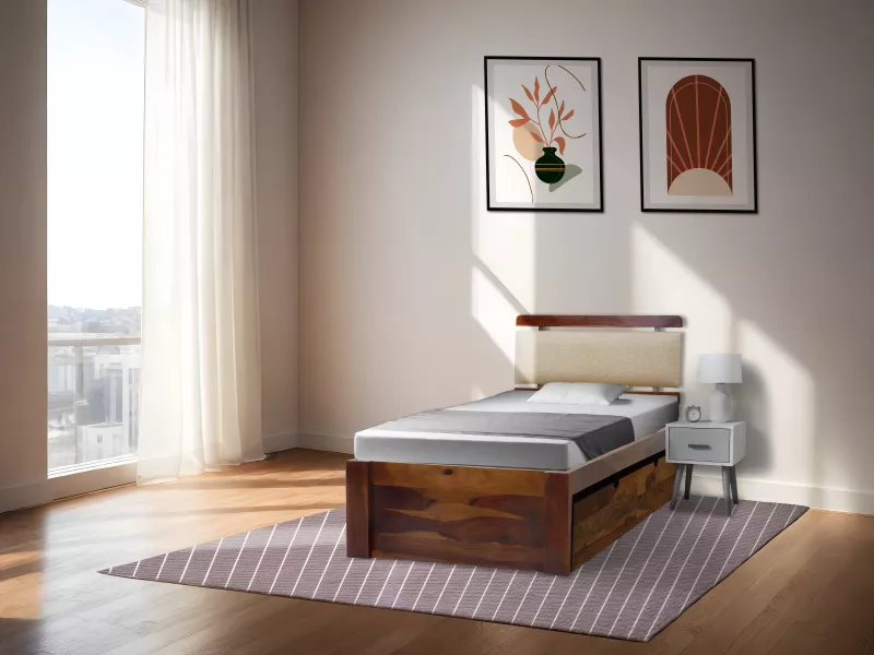Belle Solid Wood Single Bed with Storage