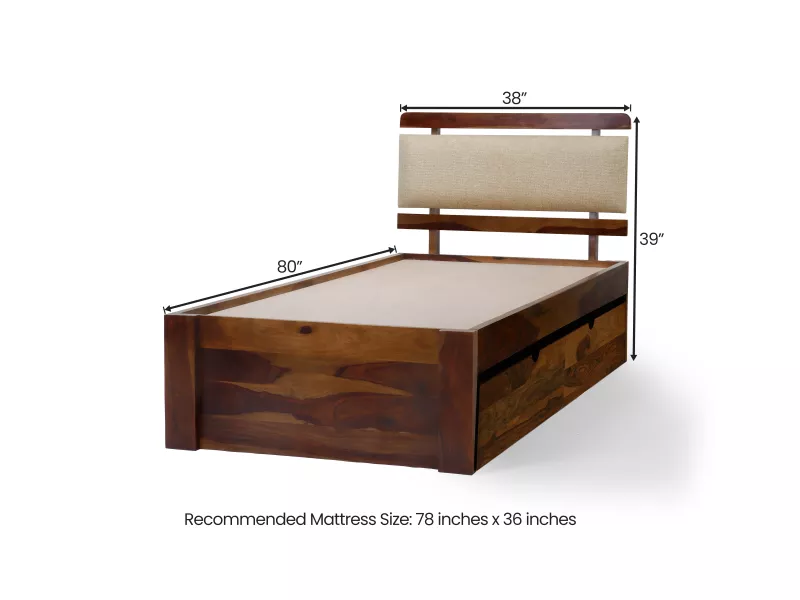 Belle Solid Wood Single Bed with Storage