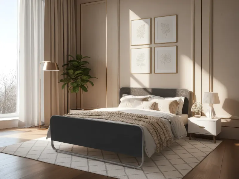 Chloe Queen Size Double Bed in Black Color