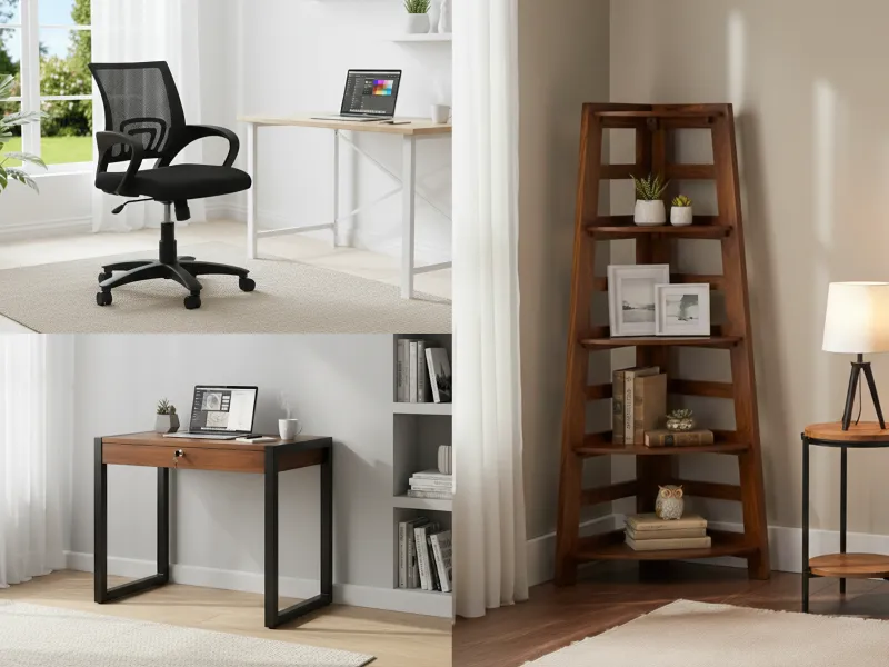Crest Study Table With Ergonomic chair And Belle Bookshelf