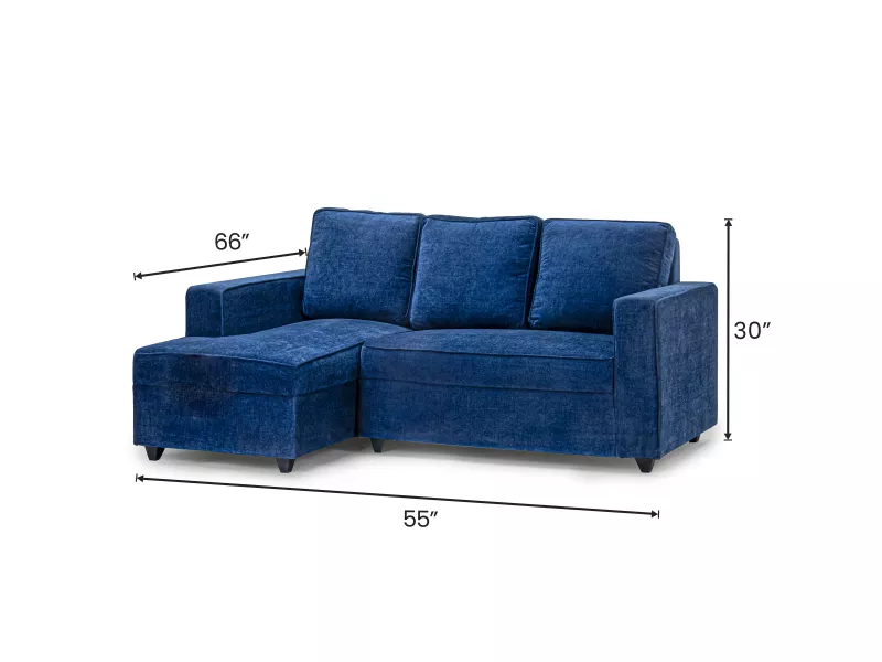 Daisy Upholstered L Shaped Sofa in Blue Color