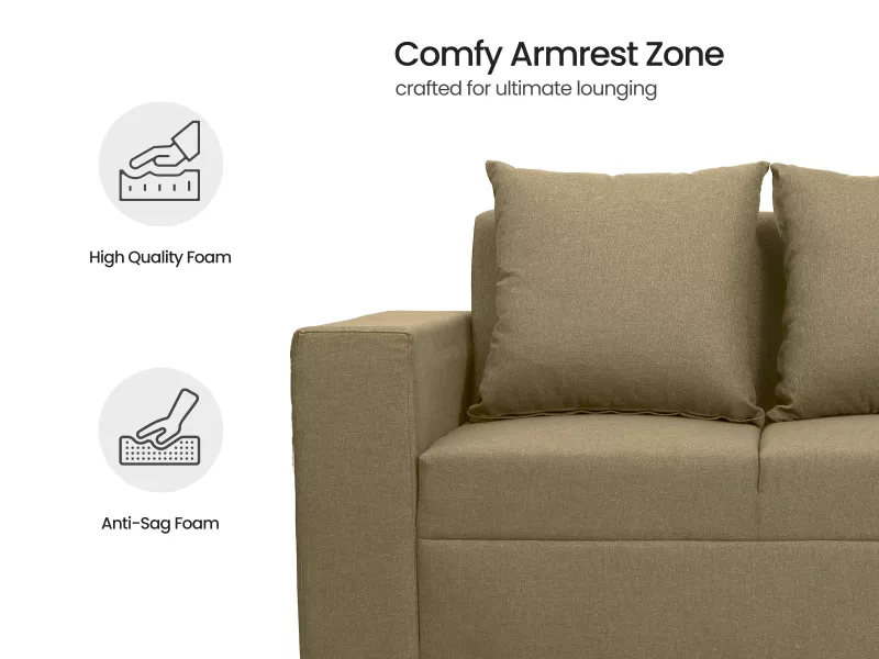 Hugo Upholstered 3 Seater Sofa in Beige Color