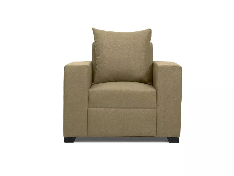 Hugo Upholstered Single Seater Sofa in Beige Color
