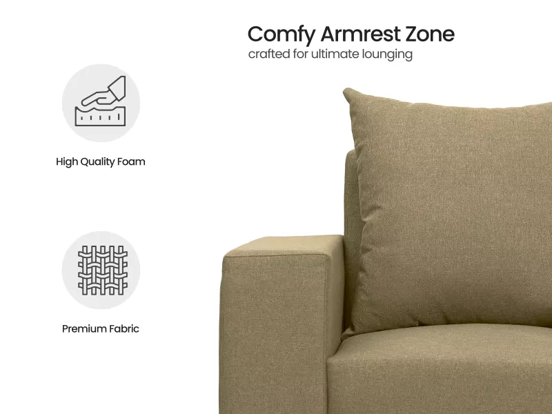 Hugo Upholstered Single Seater Sofa in Beige Color