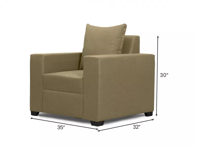 Hugo Upholstered Single Seater Sofa in Beige Color