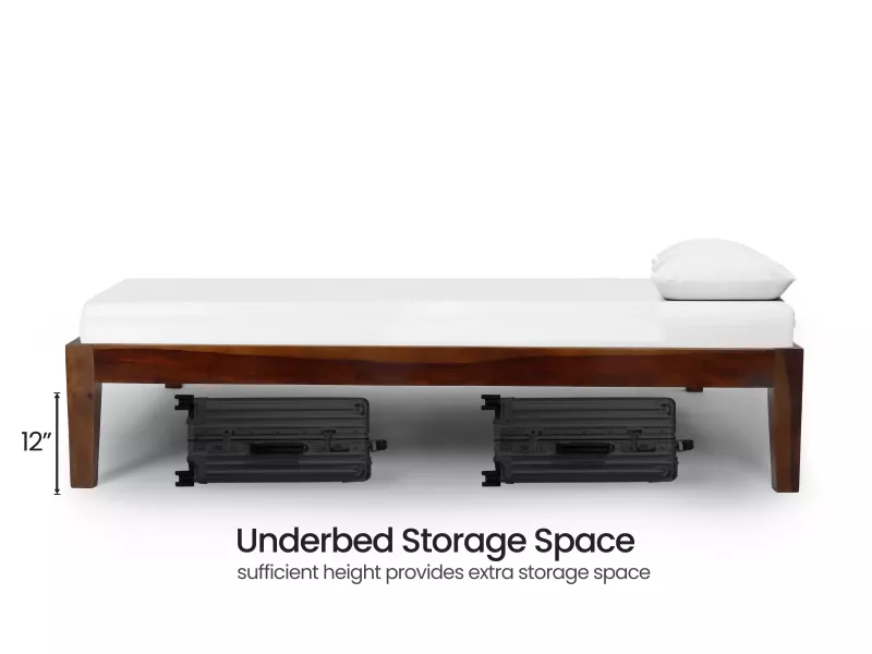 Hugo Solid Wood Queen Size Double Bed with 4 Inches Mattress