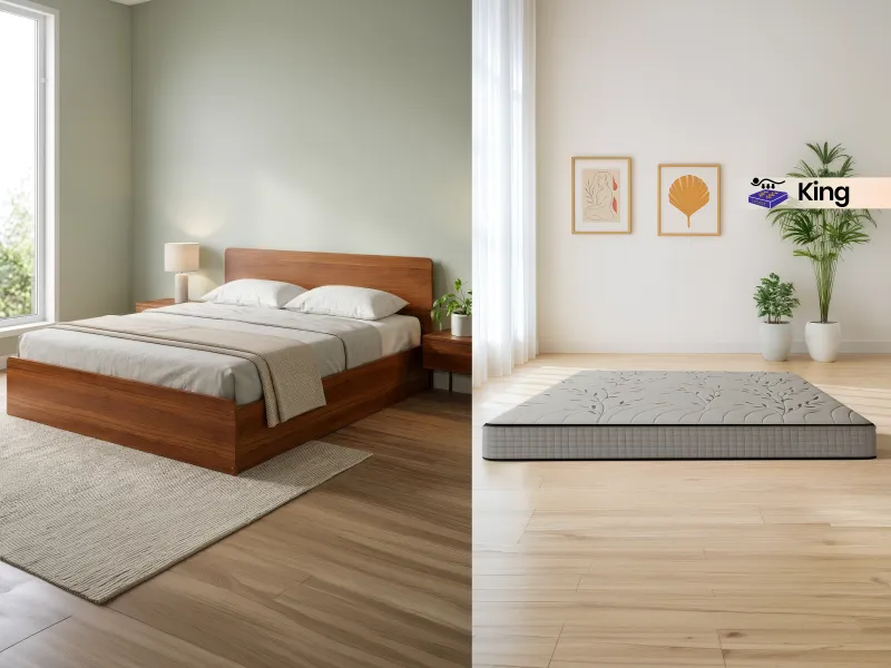 Luna King Engineered Wood Bed With King Latex Foam Mattress Combo