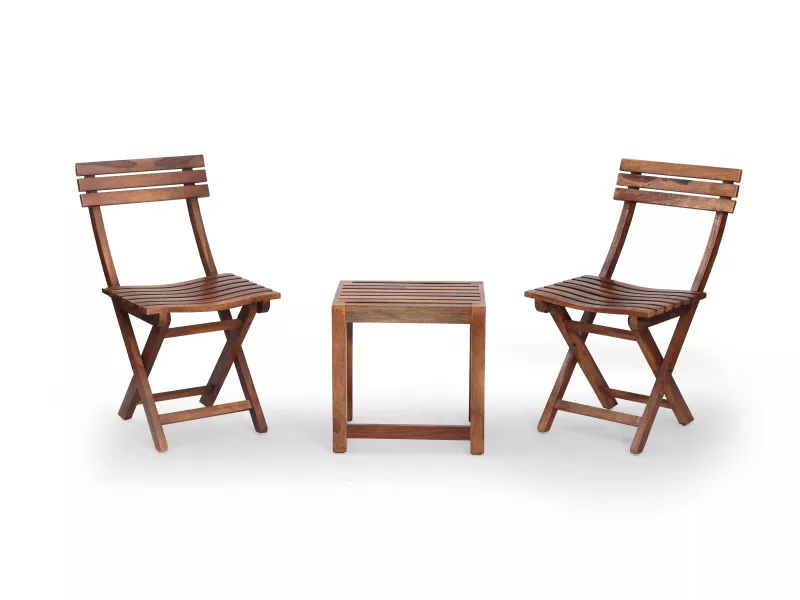 Nico Set of 2 Solid Wood Chairs and 2 Stools
