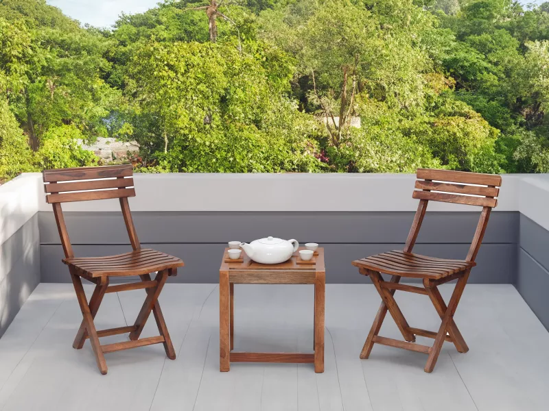 Nico Set of 2 Solid Wood Chairs and 2 Stools