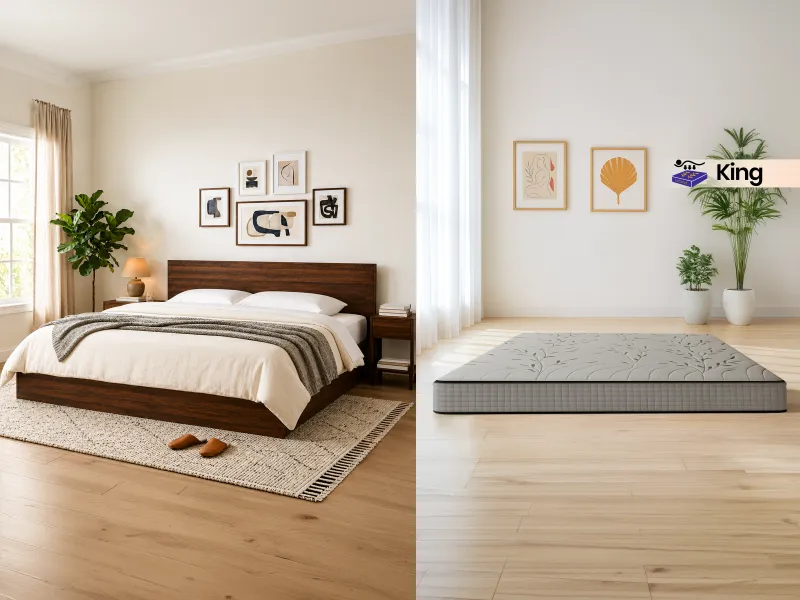 Rio Engineered Wood King Bed With Mattress King Latex Foam (78 x 72 x 6 inches)