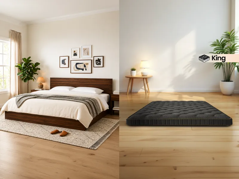 Rio Engineered Wood King Bed With Premium Foam Mattress King Size (78 x 72 x 4 inches)