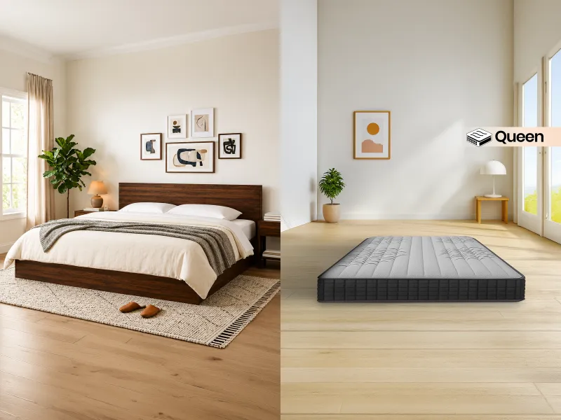 Rio Engineered Wood Queen Bed With Memory Foam Queen Bed Mattress (78 x 60 x 6 inches)
