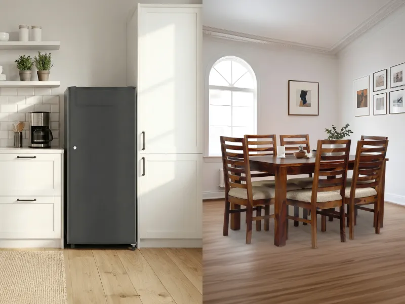 Fridge with Alexa 6 Seater Dining Set Combo