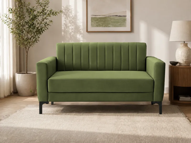 Tulip Upholstered 3 Seater Sofa in Olive Color