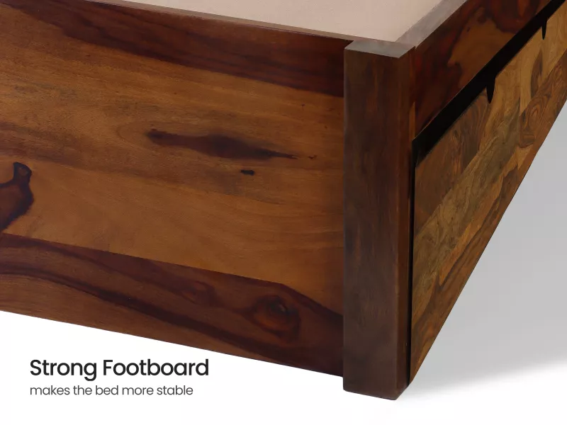 Vesta Solid Wood King Size Double Bed with Storage