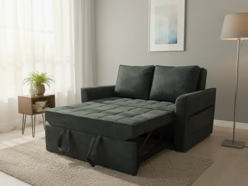 Zenith 2 Seater Sofa Cum Bed in Mineral Green