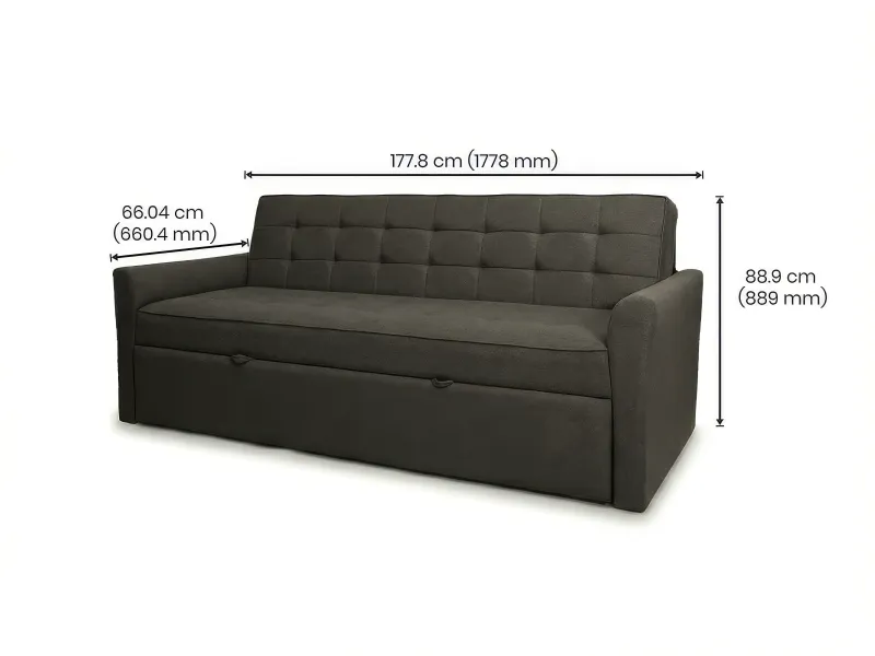 Zenith Sofa Cum Bed in Dark Grey