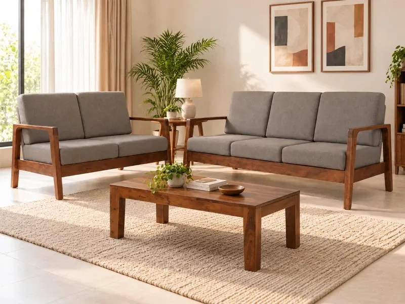 Zora Sofa Set in Grey Color