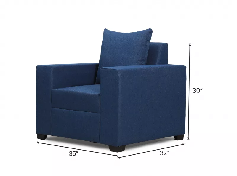 Hugo Upholstered Single Seater Sofa in Blue Color
