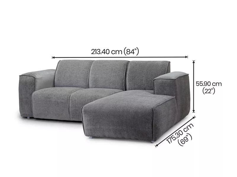 Cosmos L Shaped Sofa in Grey Color