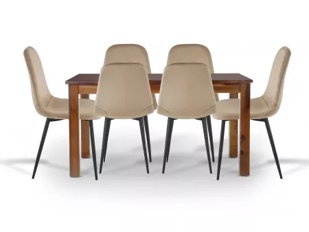 Alexa Solid Wood 6 Seater Dining with Joey Beige Chairs