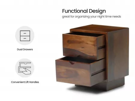 Alexa Solid Wood Bedside Table