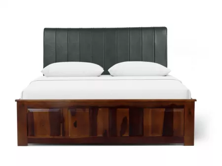 Regal Queen Bed with Bottle Green Leatherite