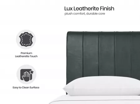 Regal Queen Bed with Bottle Green Leatherite