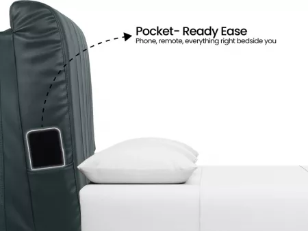 Regal Queen Bed with Bottle Green Leatherite