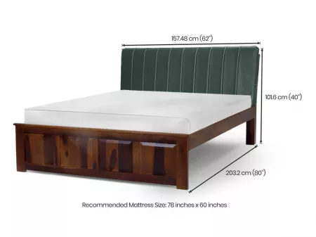 Regal Queen Bed with Bottle Green Leatherite