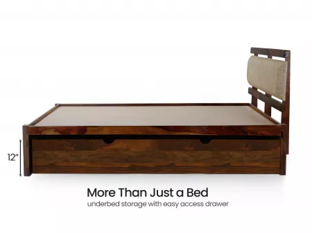 Belle Solid Wood Queen Size Double Bed with Storage