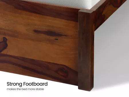 Belle Solid Wood Queen Size Double Bed with 4 Inches Mattress