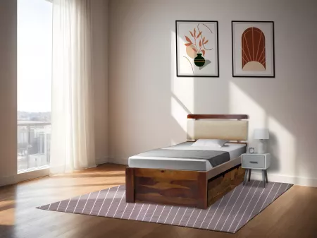 Belle Solid Wood Single Bed with Storage