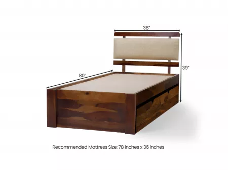 Belle Solid Wood Single Bed with Storage