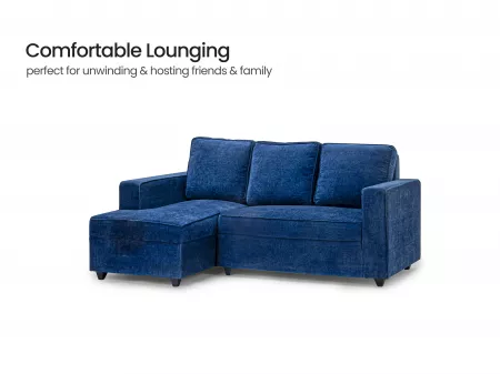 Daisy Upholstered L Shaped Sofa in Blue Color