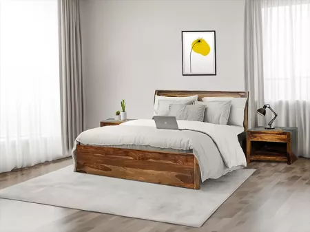 Elara Solid Wood Queen Size Double Bed
