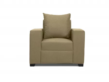 Hugo Upholstered Single Seater Sofa in Beige Color