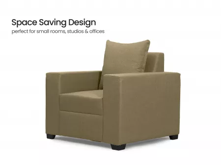Hugo Upholstered Single Seater Sofa in Beige Color