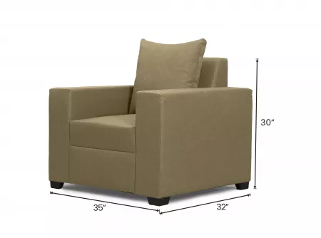 Hugo Upholstered Single Seater Sofa in Beige Color